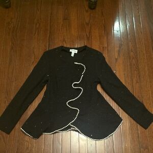 Joseph Ribkoff Black Blazer with Pearl Trim
